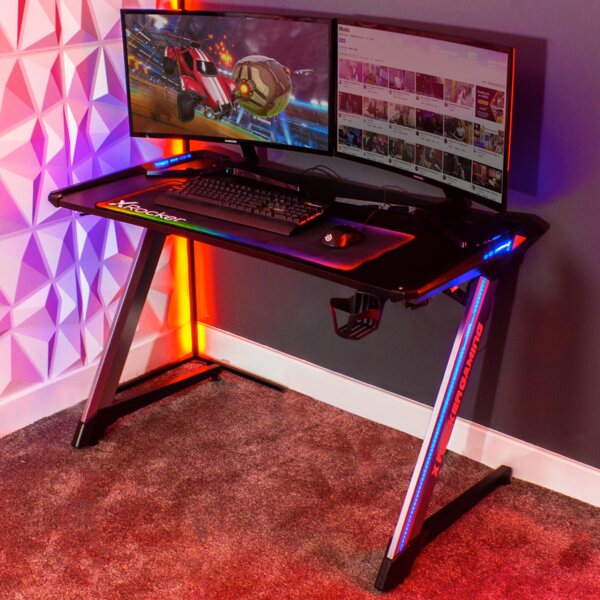 Gaming desk with led deals lights walmart